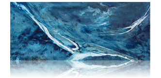 Bleu de prusse toile libre 2 :: fév 2008 :: 45 x 105 :: techniques mixtes: acrylique, encre, poudre de marbre