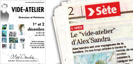 « Vide-atelier » d'Alex'Sandra ce week-end à Sète